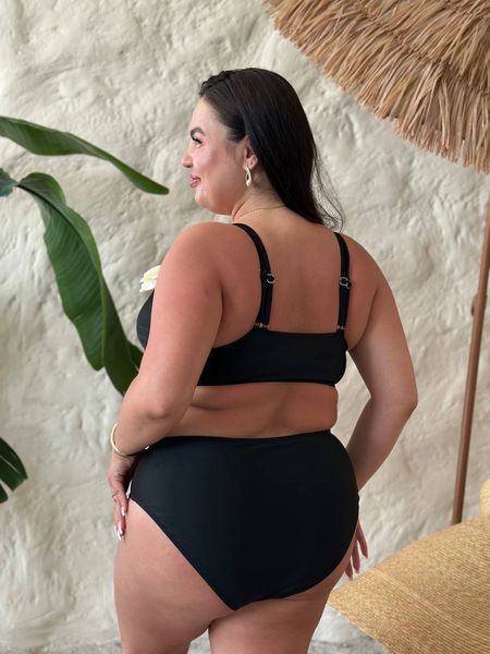 copy_Раздельный купальник PLUS SIZE чёрный с объёмными цветами XL&ndash;4XL SW4109-xl фото
