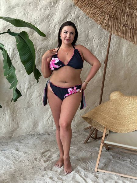Роздільний купальник PLUS SIZE чорний з квітковим принтом XL&ndash;4XL SW4110-xl фото