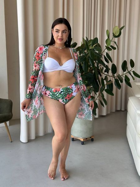 Разноцветный пляжный комплект купальник + туника XL&ndash;3XL SW1252/1-xl фото