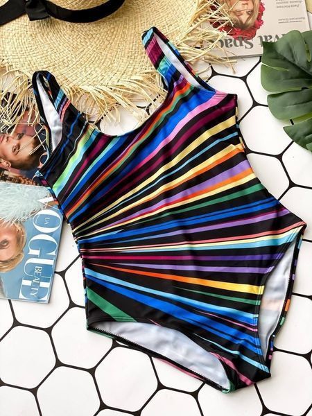 Різнокольоровий суцільний купальник PLUS SIZE 5XL SW1262 фото