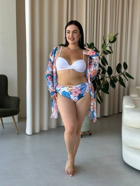 Разноцветный пляжный комплект купальник + туника XL&ndash;2XL SW1285/1-xl фото