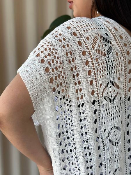 Біла пляжна мереживна туніка універсального розміру L&ndash;3XL SW669/2 фото
