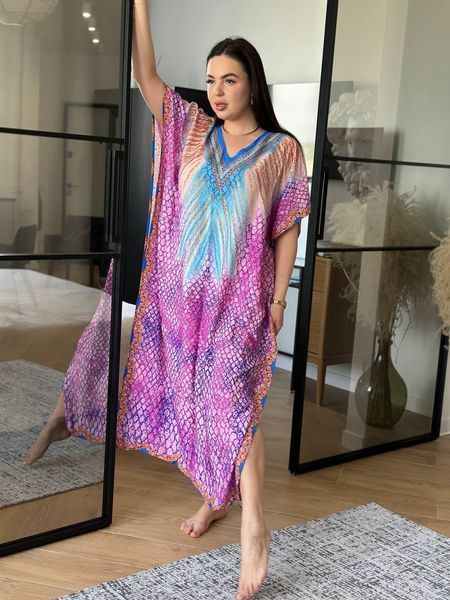 Фіолетова туніка PLUS SIZE з яскравим принтом XL&ndash;5XL SW676 фото
