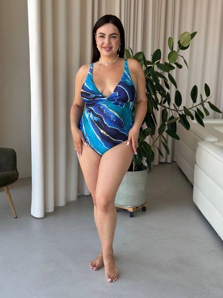 Різнокольоровий суцільний купальник PLUS SIZE з парео XL&ndash;4XL SW1552-xl фото