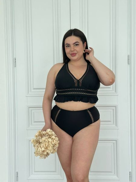 Роздільний купальник PLUS SIZE чорний із сітчастими вставками XL&ndash;5XL SW4074-xl фото