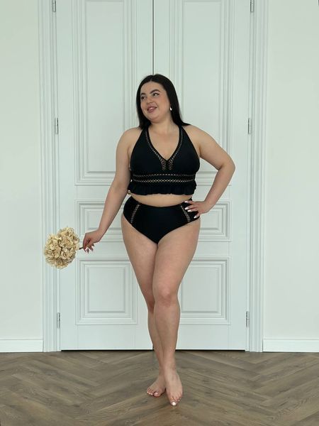 Роздільний купальник PLUS SIZE чорний із сітчастими вставками XL&ndash;5XL SW4074-xl фото