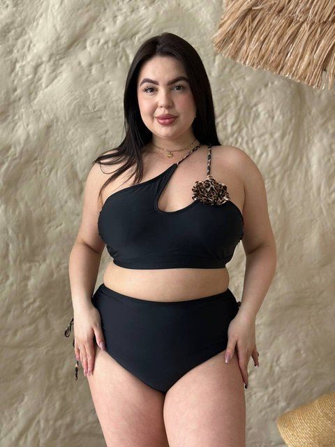 Роздільний купальник PLUS SIZE чорний з декоративною квіткою XL, 4XL SW4040-xl фото