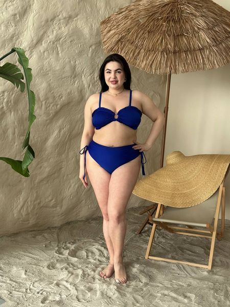 Роздільний купальник бандо PLUS SIZE синій XL&ndash;2XL SW4041-xl фото