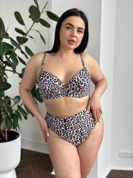 Раздельный купальник PLUS SIZE пудровый с леопардовым принтом 4XL SW3596-4xl фото